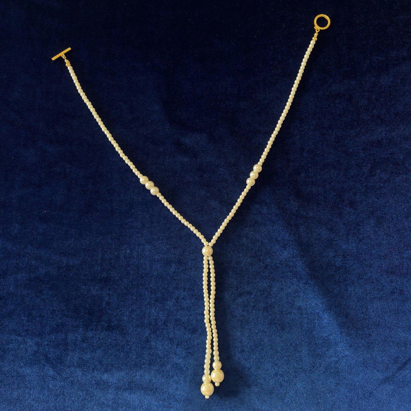 Y-Necklace Majorica White Pearl Long Necklace Y Style Classic Elegant Dainty Necklace wit Gold Plated T Clasp