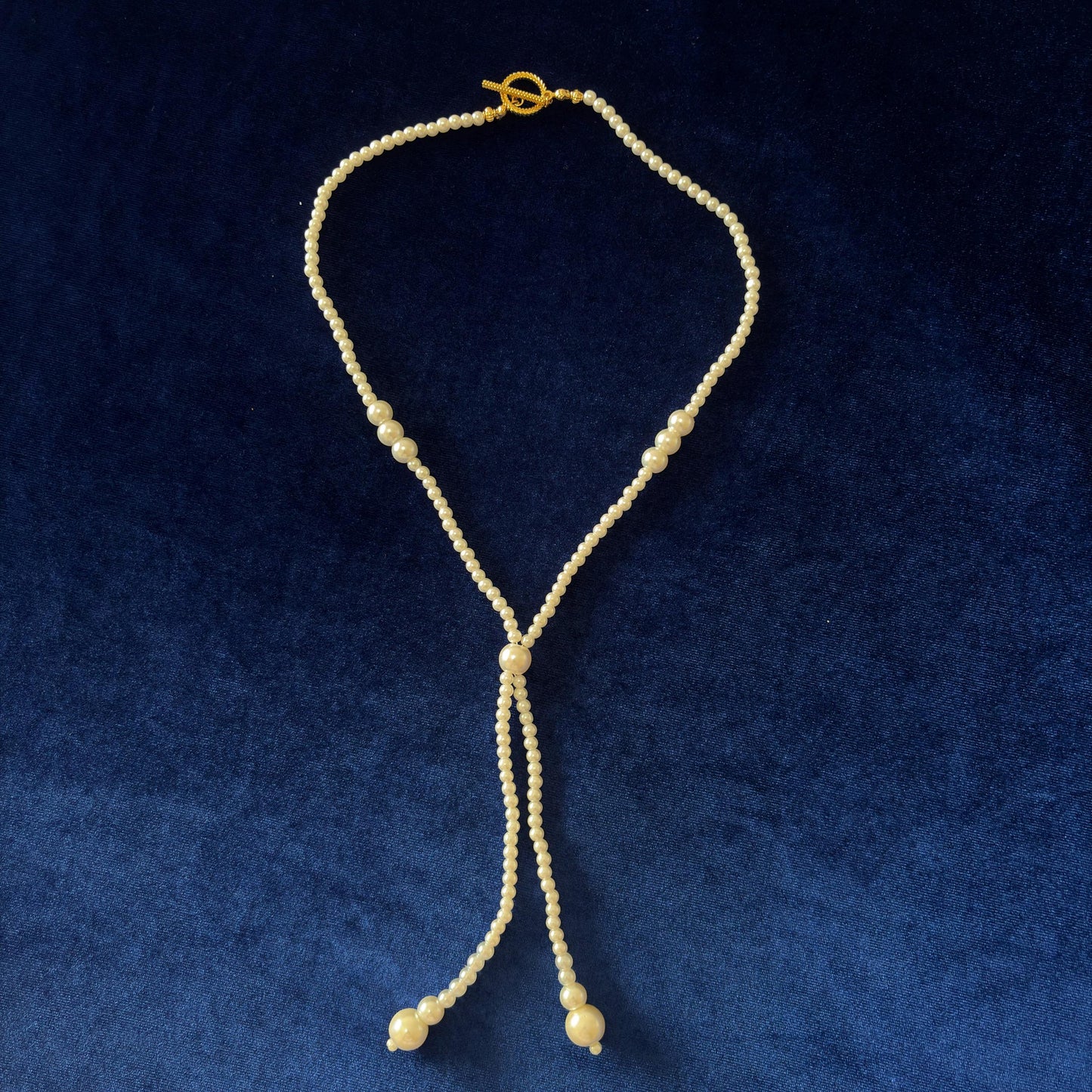 Y-Necklace Majorica White Pearl Long Necklace Y Style Classic Elegant Dainty Necklace wit Gold Plated T Clasp