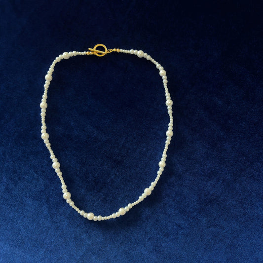 Single Strand White Majorica Pearl Necklace Dainty Elegant Classic Daily Wear Jewelry