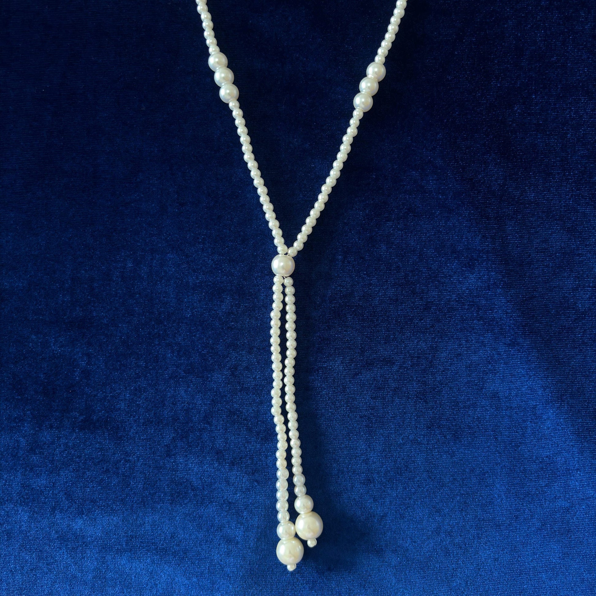 Y-Necklace Majorica White Pearl Long Necklace Y Style Classic Elegant Dainty Necklace wit Gold Plated T Clasp