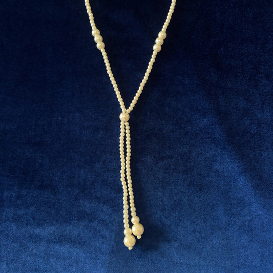 Y-Necklace Majorica White Pearl Long Necklace Y Style Classic Elegant Dainty Necklace wit Gold Plated T Clasp
