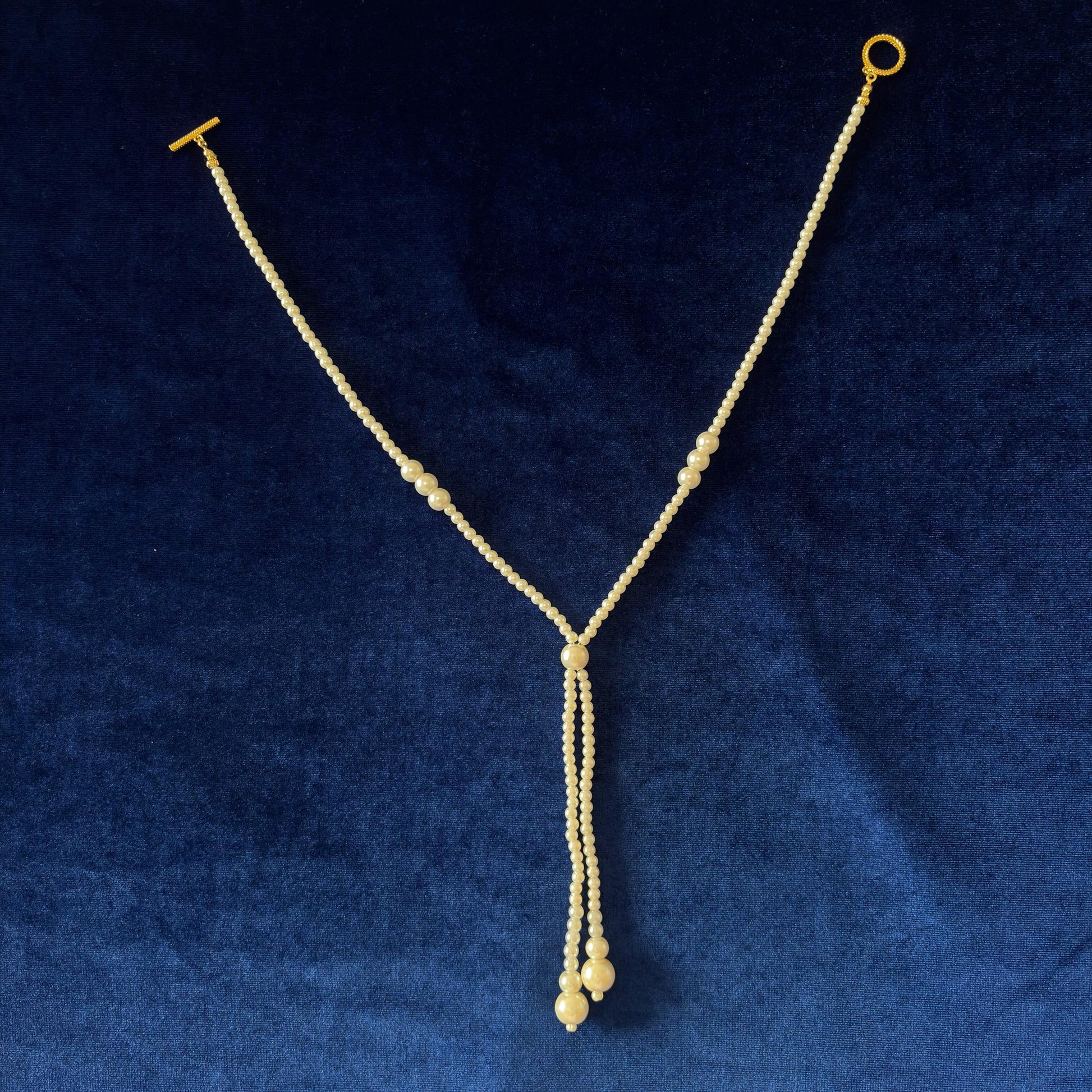 Y-Necklace Majorica White Pearl Long Necklace Y Style Classic Elegant Dainty Necklace wit Gold Plated T Clasp