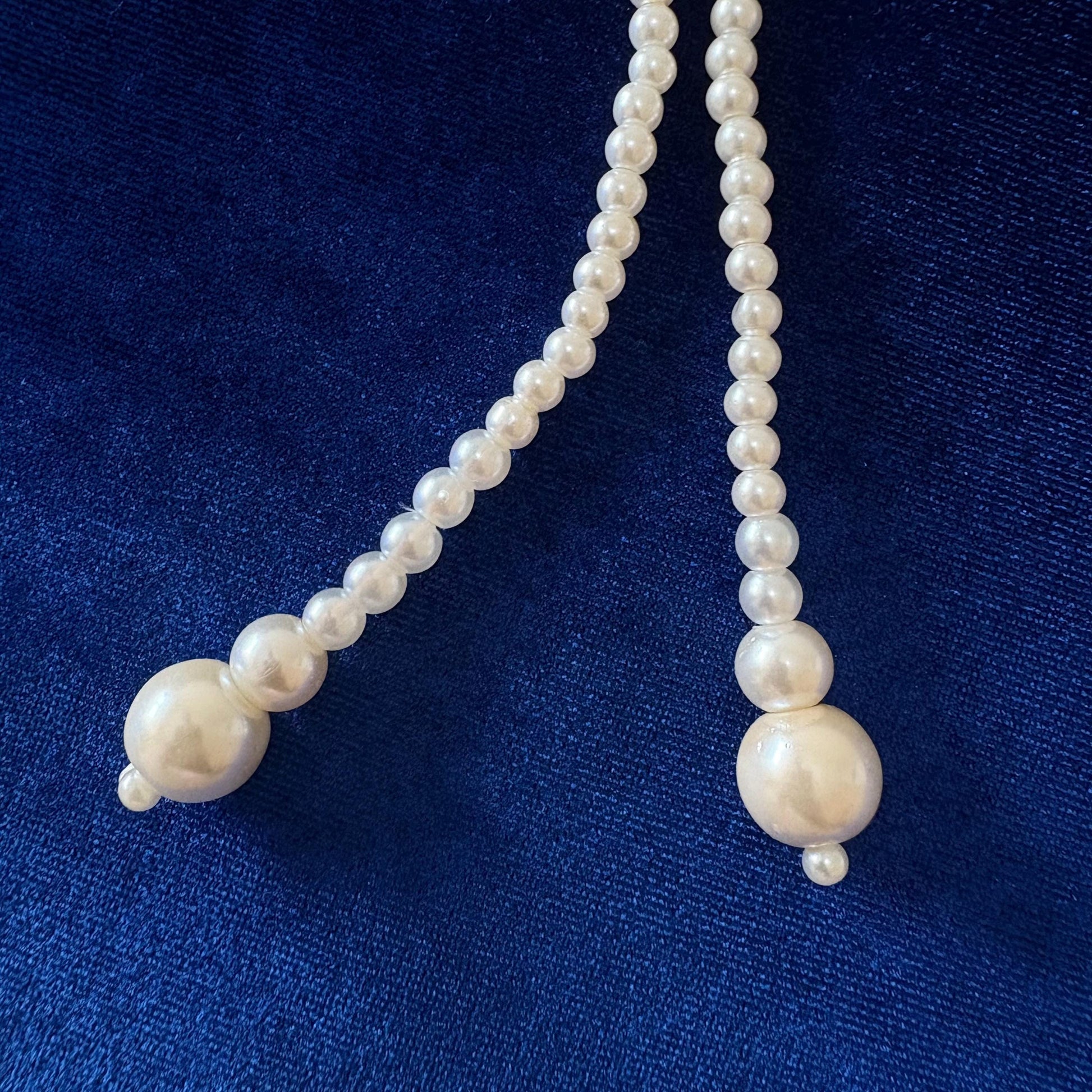 Y-Necklace Majorica White Pearl Long Necklace Y Style Classic Elegant Dainty Necklace wit Gold Plated T Clasp