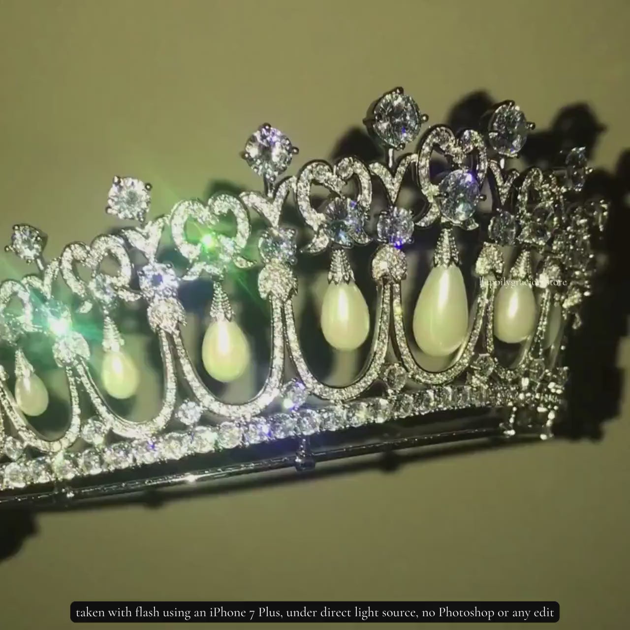 Dangling Pearl Romantic Wedding Crown Ultra Reflective Special CZ Lab Diamond Bridal Tiara Diadem for Bride Luxury Craftmanship