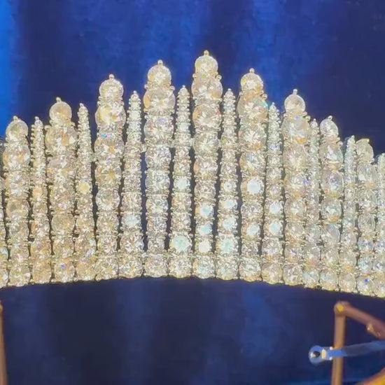 CZ Diamond High End Wedding Crown Cubic Bridal Real Tiara Zirconia British Royal Style Luxury Classic Prom Ball Event Headpiece