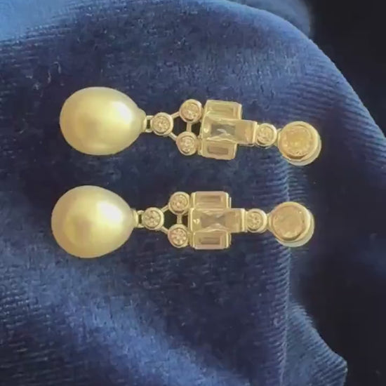 Drop Pearl Daily Delicate Earrings Cubic Zirconia Statement 925 Sterling Silver 1920s Elegant Great Gatsby Oldmoney Classic Style Studs